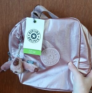 Kipling Metallic Pink Backpack